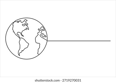 Dibujo de arte de una línea continua de globo terráqueo de mapa del mundo Ilustración vectorial minimalista
