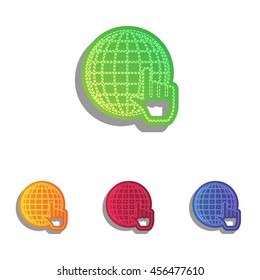 Earth Globe with cursor. Colorfull applique icons set.
