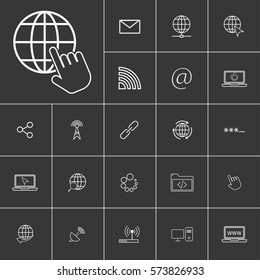 Earth Globe with cursor. Linear internet icons set. Universal internet icon to use in web and mobile UI. Internet icons sign.