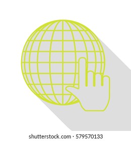 Earth Globe with cursor. Pear icon with flat style shadow path.