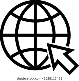 Earth Globe with Cursor Pointer Icon