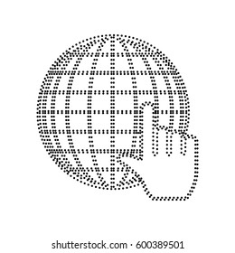 Earth Globe with cursor. Vector. Black dotted icon on white background. Isolated.