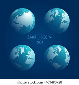 Earth Globe cyan Icon Set. Blue globe kit .Vector illustration. EPS 10