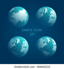 Earth Globe cyan Icon Set. Blue globe kit .Vector illustration. EPS 10