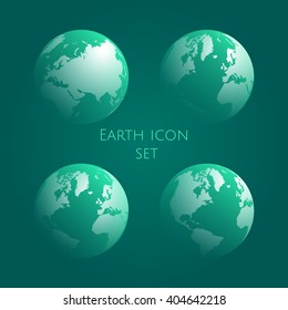 Earth Globe cyan Icon Set. Blue globe kit .Vector illustration. EPS 10