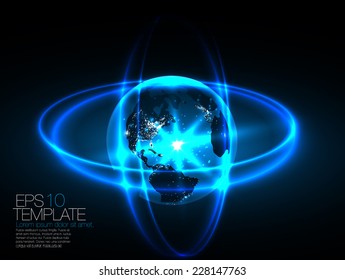 Earth globe in cyber space.Vector graphic