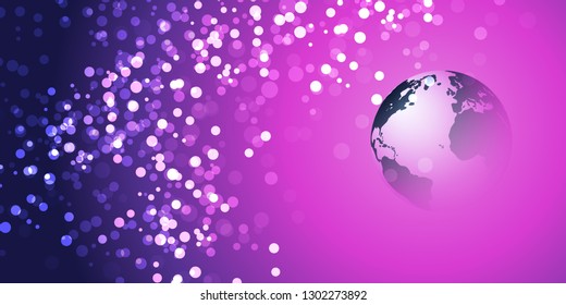 Earth Globe Design on Bright Sparkling Background