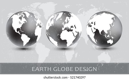 Earth globe design.Vector globe icons.