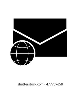 earth globe diagram and envelope icon