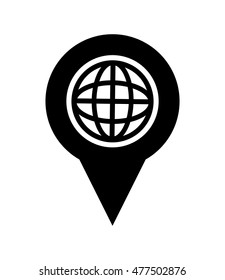 earth globe diagram and gps map pointer icon