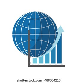 earth globe diagram and graph chart icon