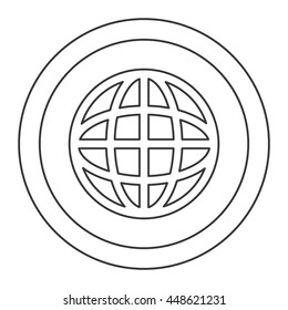 earth globe diagram inside circle icon
