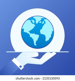 Earth Globe in different designs. World Map in circle. Globes web icon. Vector illustration. Global business.