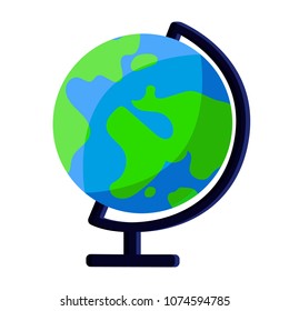 Earth globe for education, geography, school, supplies, stationery.
Modern flat cartoons style vector illustration icons. Isolated on white background. 