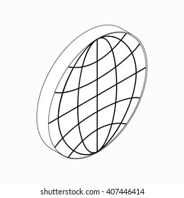 Earth globe emblem icon, isometric 3d style