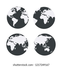 Earth Globe Emblem. Icon Set. Vector
