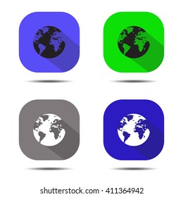 Earth Globe Emblem. Icon  Vector 