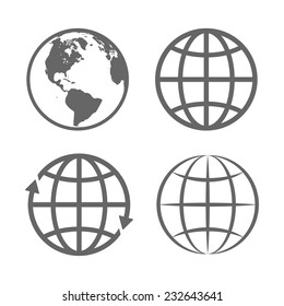 Earth Globe Emblem. Logo Template. Icon Set. Vector.