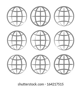 Earth Globe Emblem Set. Vector