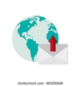 earth globe and envelope icon