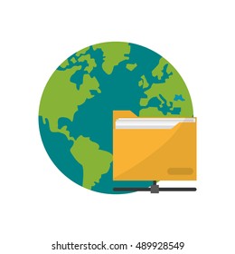earth globe and file folder icon