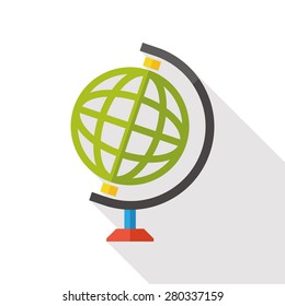 Earth globe flat icon with long shadow