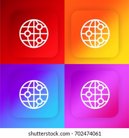 Earth globe four color gradient app icon set