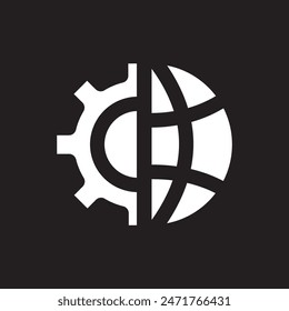 earth or globe with gear or cogwheel, vector illustration 