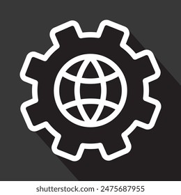 earth or globe with gear or cogwheel, vector illustration 