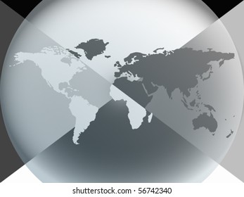 earth globe graphic halo, abstract vector art illustration