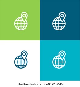 Earth globe green and blue material color minimal icon or logo design
