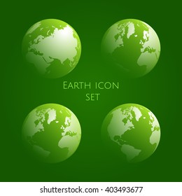 Earth Globe green Icon Set.  globe symbol ecology gradient kit .Vector illustration. EPS 10