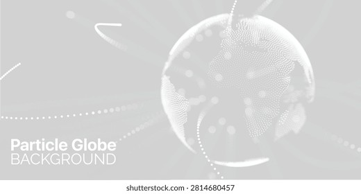 Earth Globe Grey, Particle globe, World Globe Grey. Professional Global Network Illustration with Modern Digital Style, Abstract Background for Technology Presentation and Scientific Innovation.