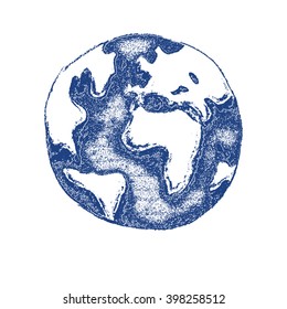 Earth. Globe hand drawn. Vector illustration