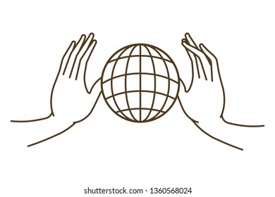 earth globe with hands avatar character