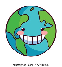 earth globe happy for preservation vector illustration desing