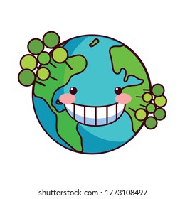 earth globe happy for preservation vector illustration desing