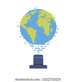Earth Globe Hologram as Future Technology Device Vector Illustration