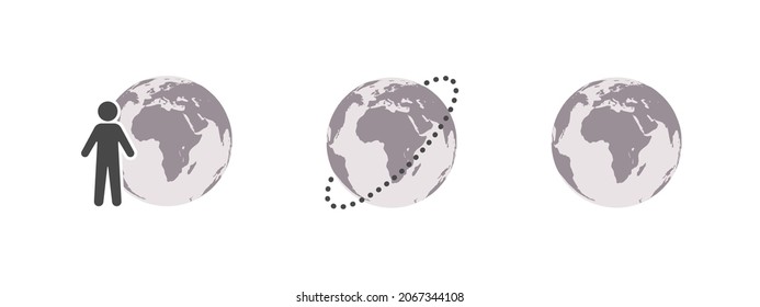 Earth globe with human icon. World map in globe shape. Earth globe icon set. Vector illustration