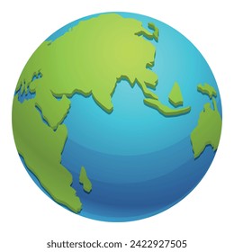 Earth globe icon cartoon vector. Asia grid. Travel network continent