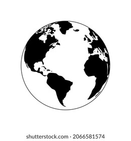 Icono del globo terrestre. Tierra con continentes. Mapa del mundo de los vectores.