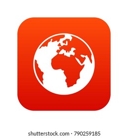 Earth globe icon digital red for any design isolated on white vector illustration