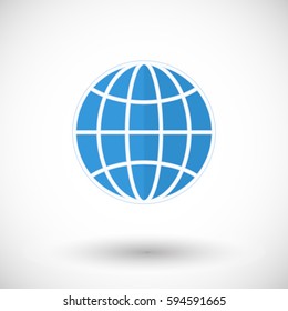 Earth globe icon. Flat design vector illustration with round shadow