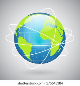 Earth globe icon with global technology or social connection network concept vector illustration