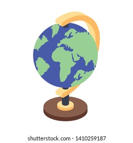 
Earth globe icon in isometric design 
