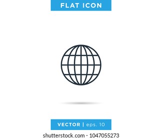 Earth Globe Icon Line Vector Logo Design Template