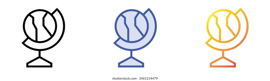 earth globe icon. Linear, Blue Fill and Gradient Style Design Isolated On White Background