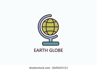 Earth Globe Icon Or Logo Isolated Illustration