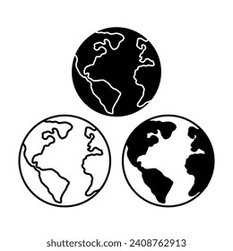 Icono del globo terrestre, logo. icono de globo de conjunto de imágenes web