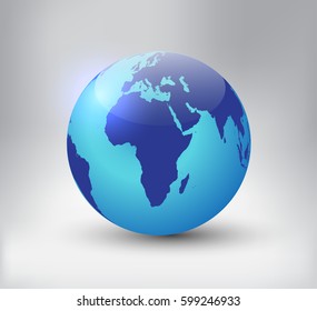 Earth globe icon with map of Africa.Vector world globe.